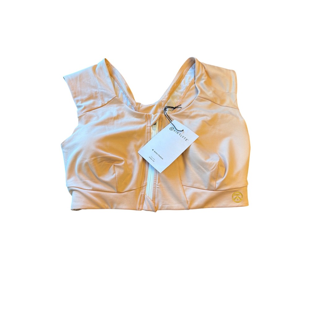Kinflyte Curve Zip Bra Milk Tea Eco Jersey Posture Support Sports Bra Large L